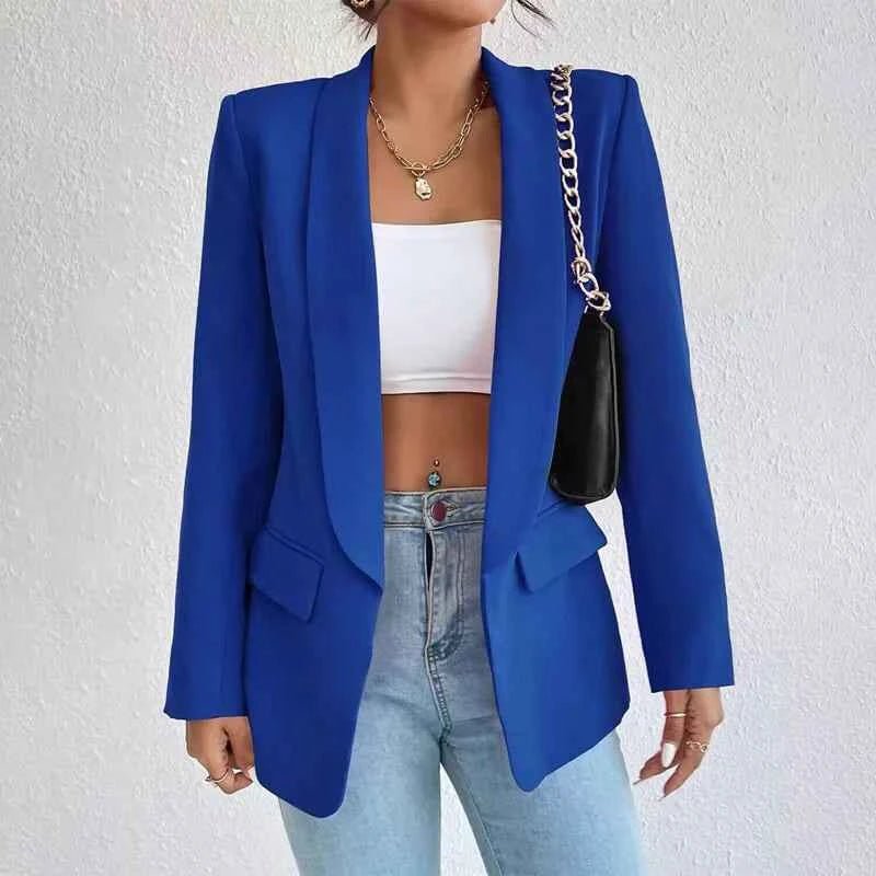 Freja Minimalist Shawl-Collar Tailored Blazer