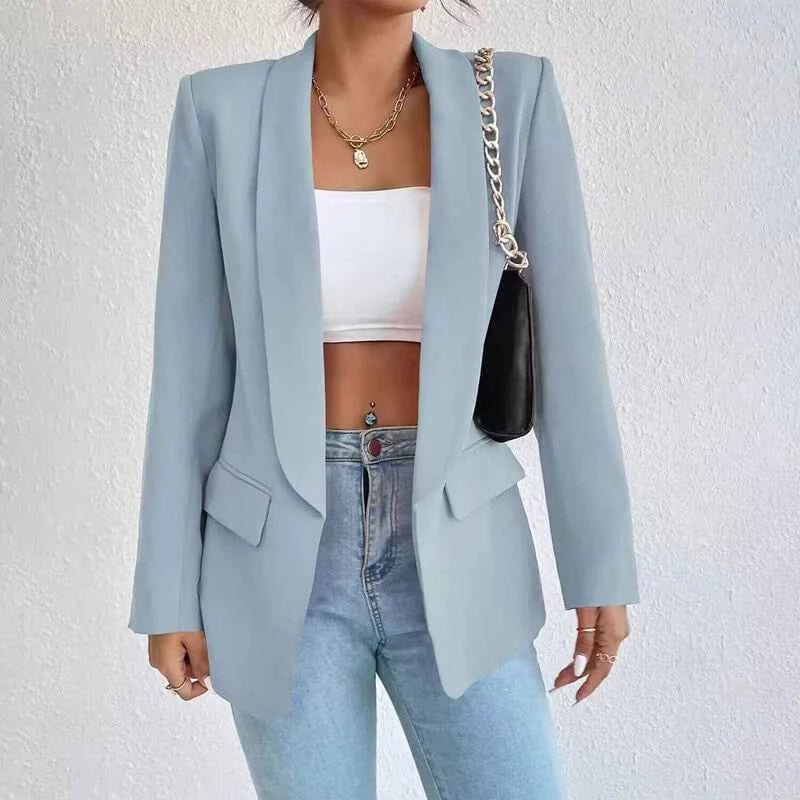 Freja Minimalist Shawl-Collar Tailored Blazer
