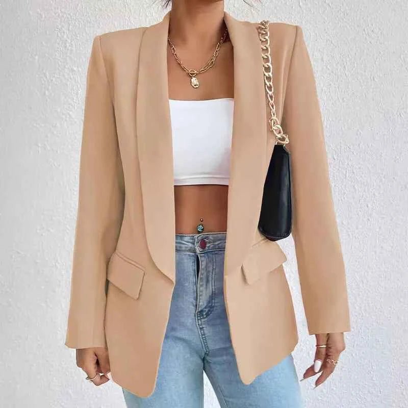 Freja Minimalist Shawl-Collar Tailored Blazer
