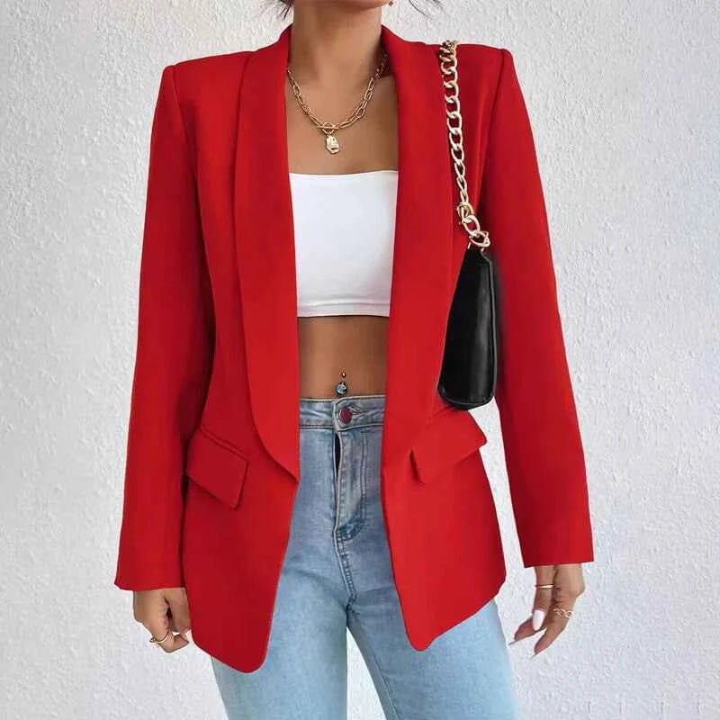 Freja Minimalist Shawl-Collar Tailored Blazer