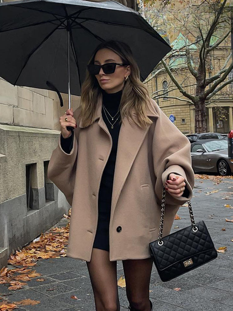 Freja Oversized Notch-Lapel Wool-Blend Jacket