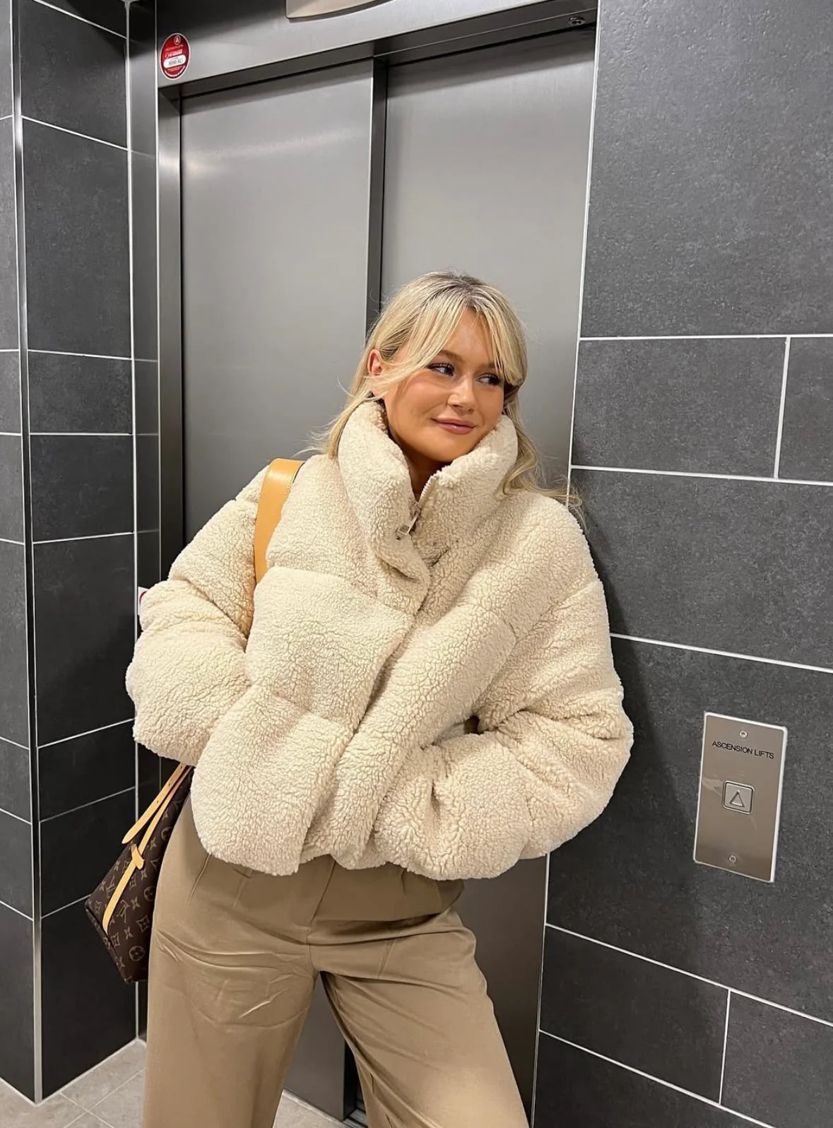 Freja Oversized Teddy Puffer Jacket
