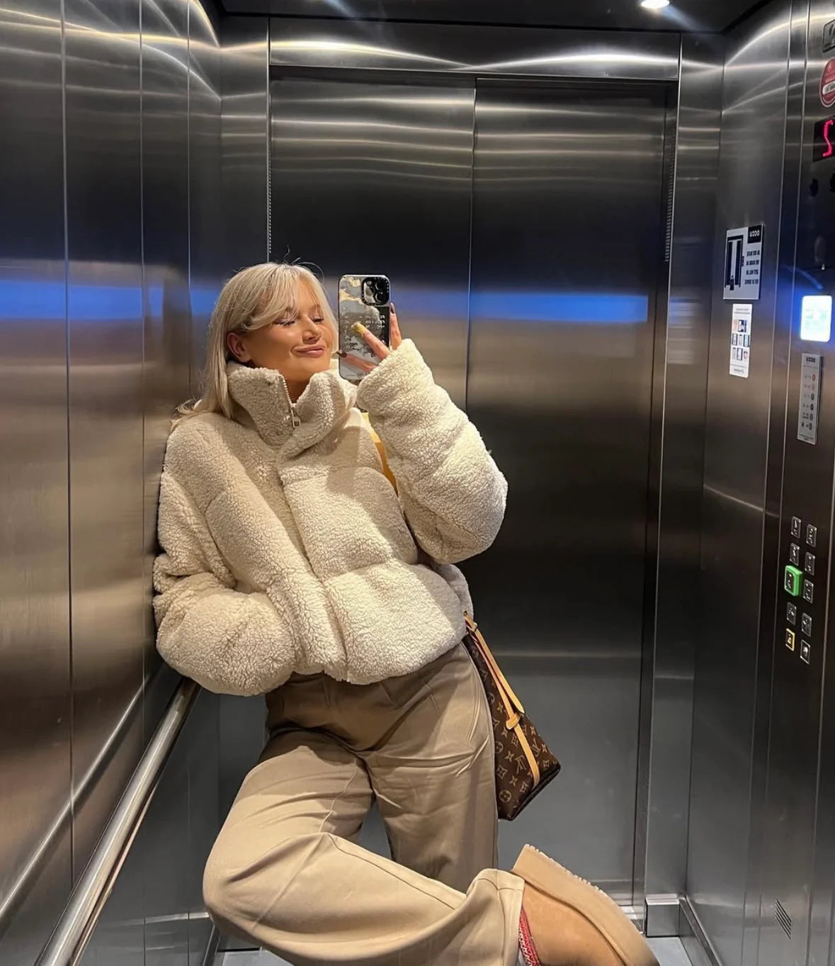 Freja Oversized Teddy Puffer Jacket