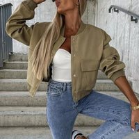 Freja Utility Leather-Look Bomber Jacket