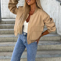 Freja Utility Leather-Look Bomber Jacket