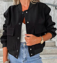 Freja Utility Leather-Look Bomber Jacket
