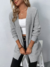 Freja Waffle-Knit Open-Front Cardigan