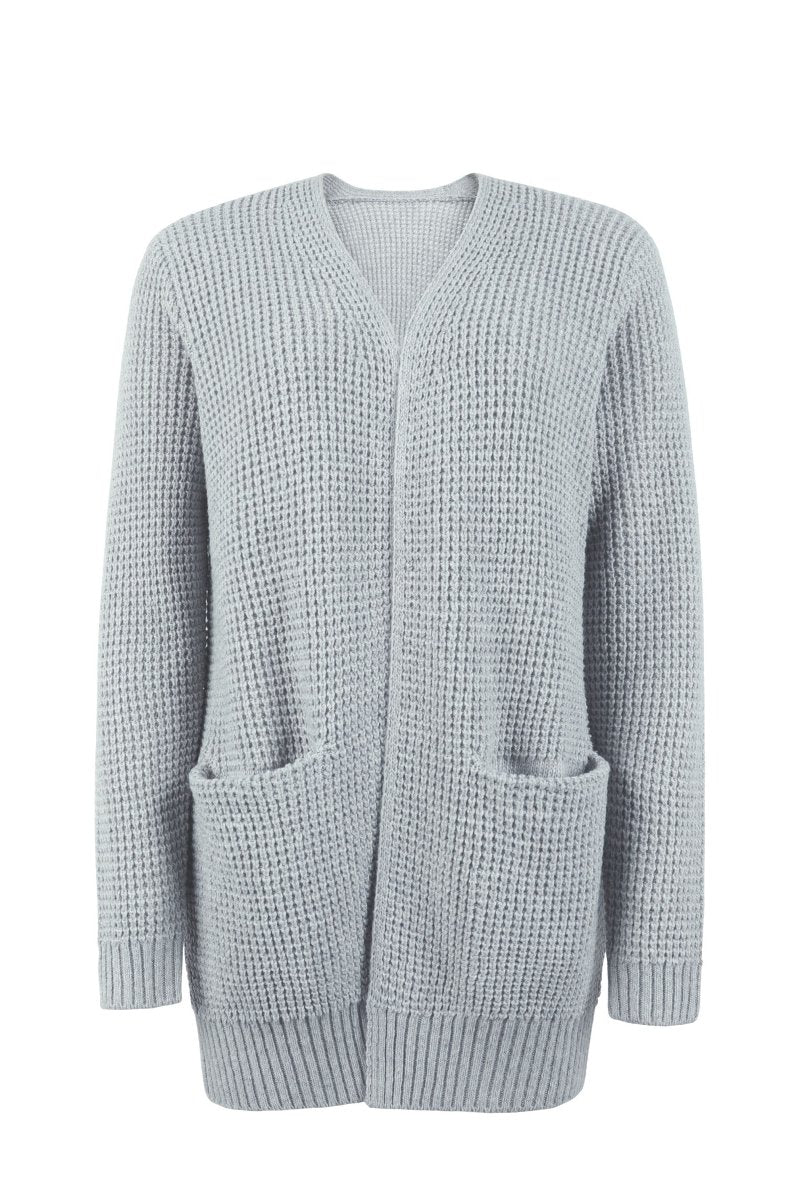 Freja Waffle-Knit Open-Front Cardigan