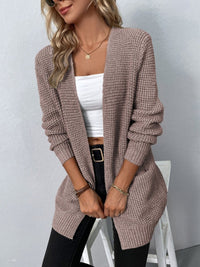 Freja Waffle-Knit Open-Front Cardigan
