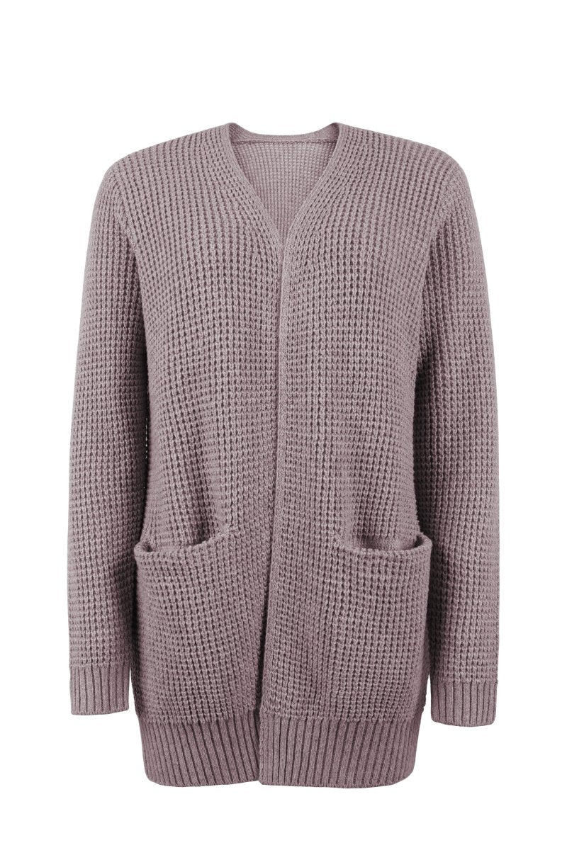 Freja Waffle-Knit Open-Front Cardigan