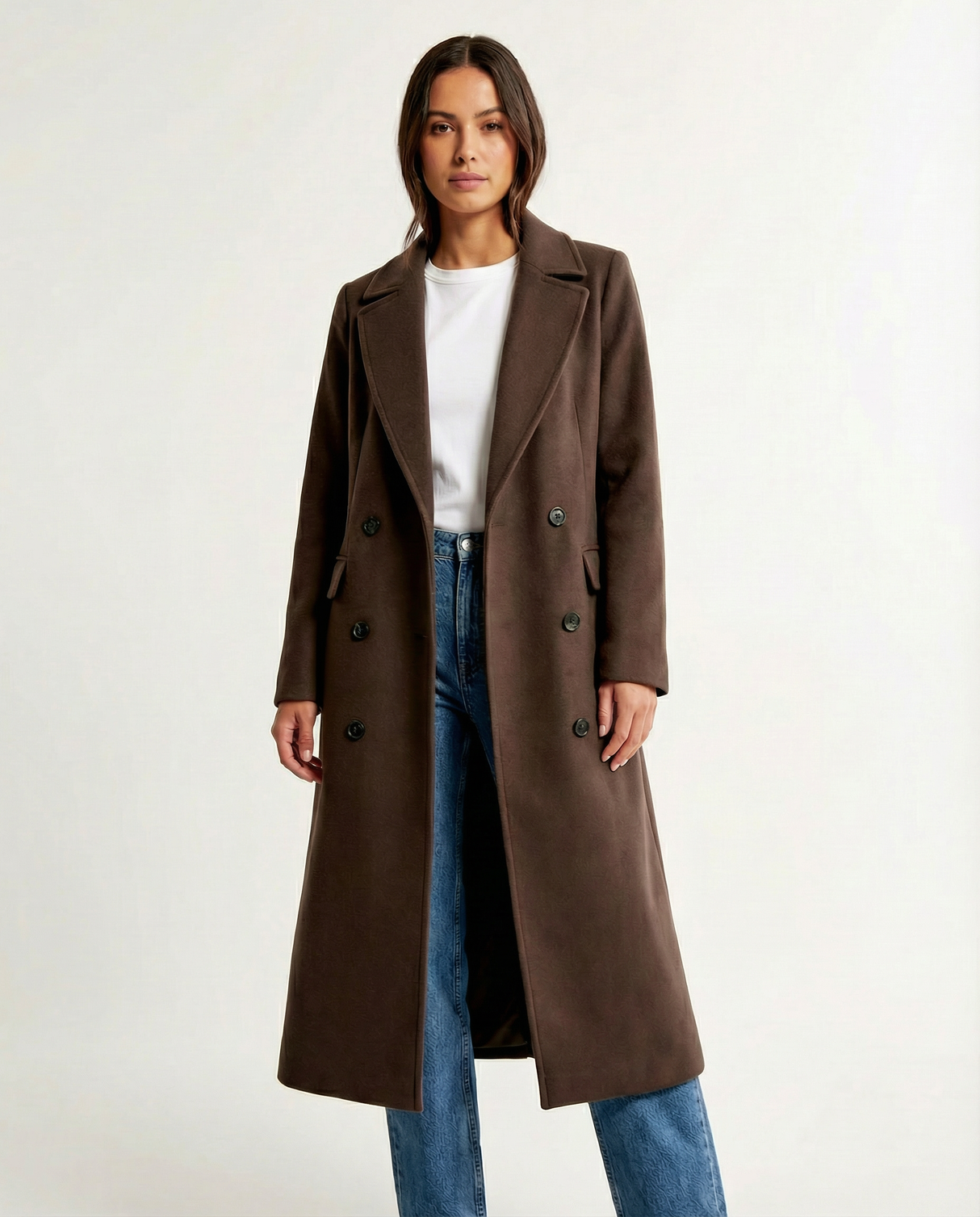 Women's Classic Button Detail Long Coat