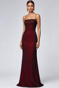 Genevieve Beaded-Bustier Two-Tone Maxi Evening Dress
