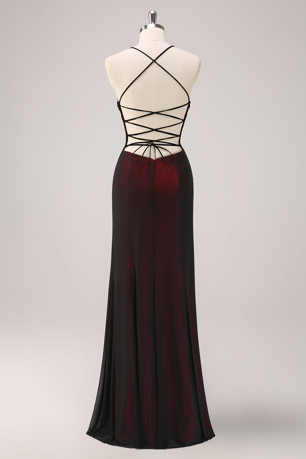 Genevieve Beaded-Bustier Two-Tone Maxi Evening Dress
