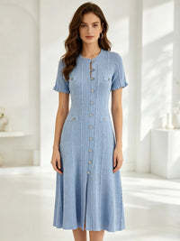 Genevieve Button-Front Knit Midi Dress