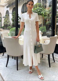 Genevieve Button-Front Knit Midi Dress