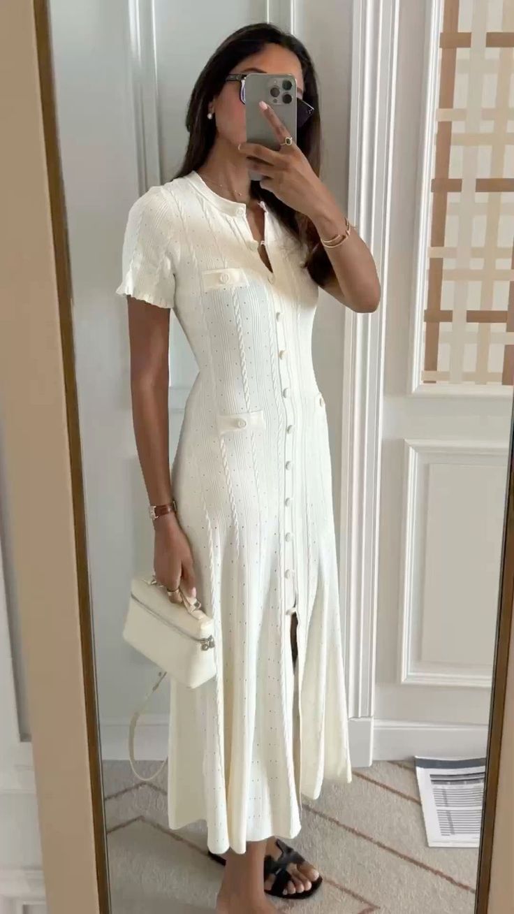 Genevieve Button-Front Knit Midi Dress