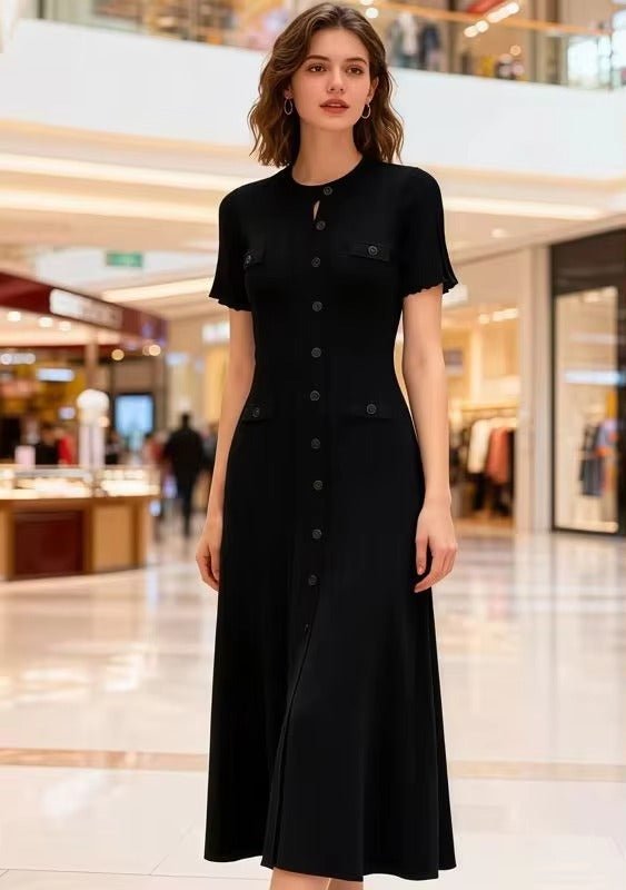 Genevieve Button-Front Knit Midi Dress