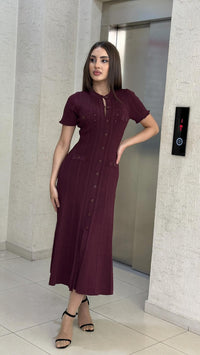 Genevieve Button-Front Knit Midi Dress