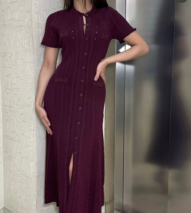 Genevieve Button-Front Knit Midi Dress
