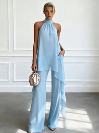 Genevieve Halter Chiffon Asymmetric Trouser Set