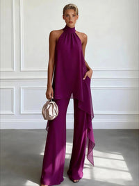 Genevieve Halter Chiffon Asymmetric Trouser Set