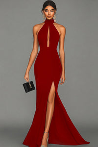 Genevieve Halter Keyhole Slit Maxi Gown