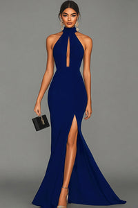Genevieve Halter Keyhole Slit Maxi Gown