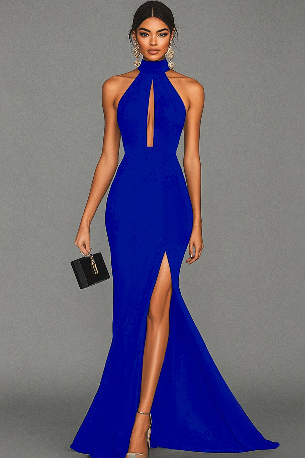 Genevieve Halter Keyhole Slit Maxi Gown