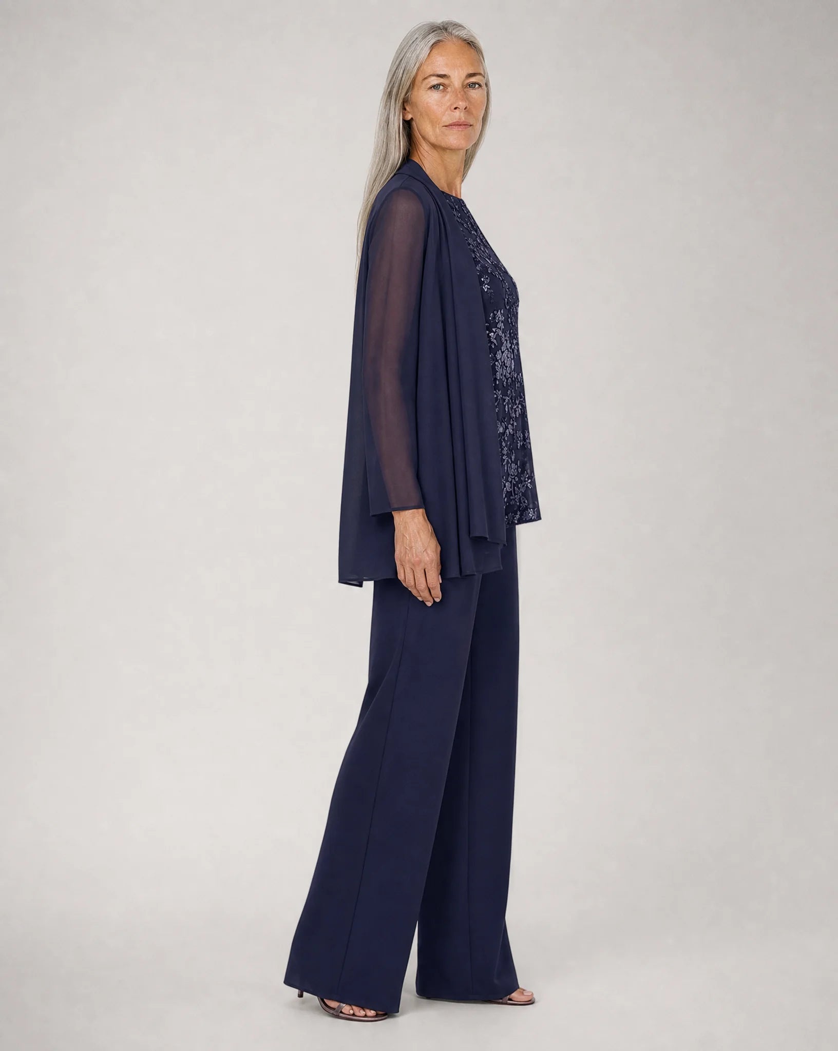 Genevieve Sequin-Embellished Three-Piece Pant Suit Set