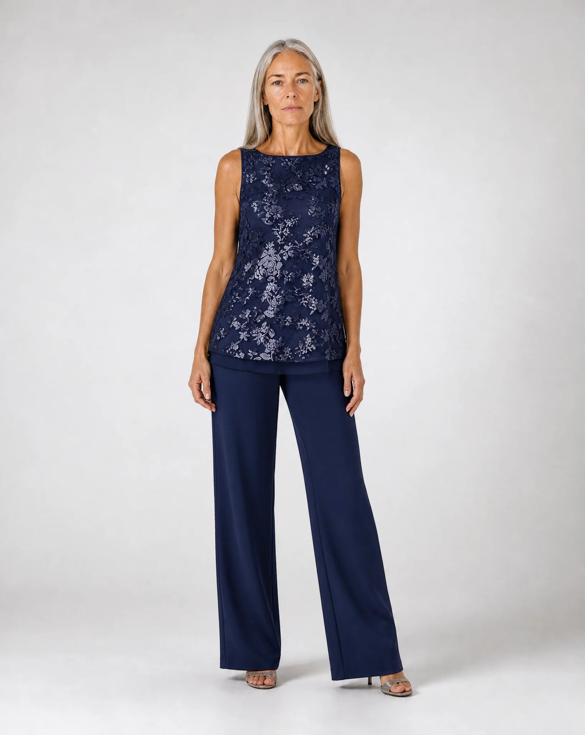 Genevieve Sequin-Embellished Three-Piece Pant Suit Set