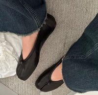 Genevieve Split-Toe Leather Ballet Flats