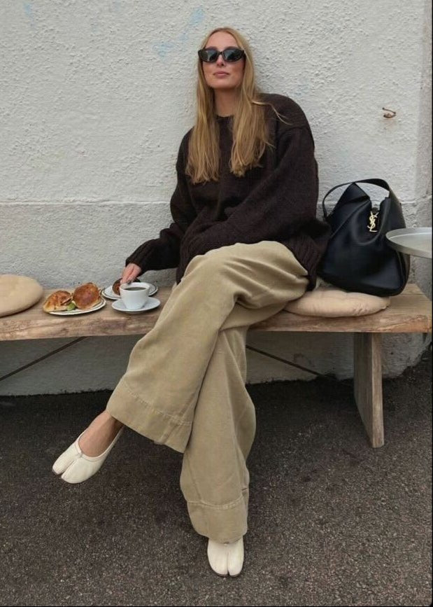 Genevieve Split-Toe Leather Ballet Flats