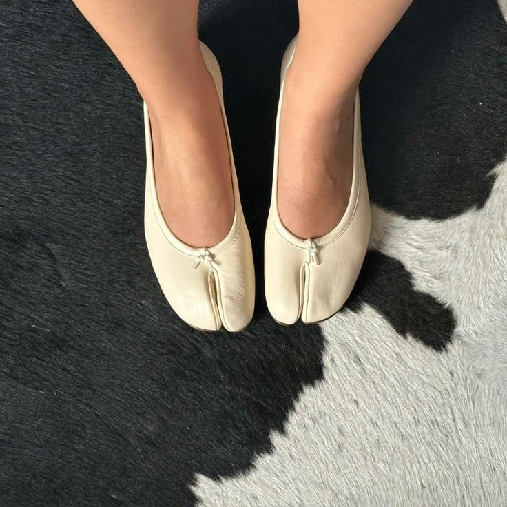 Genevieve Split-Toe Leather Ballet Flats