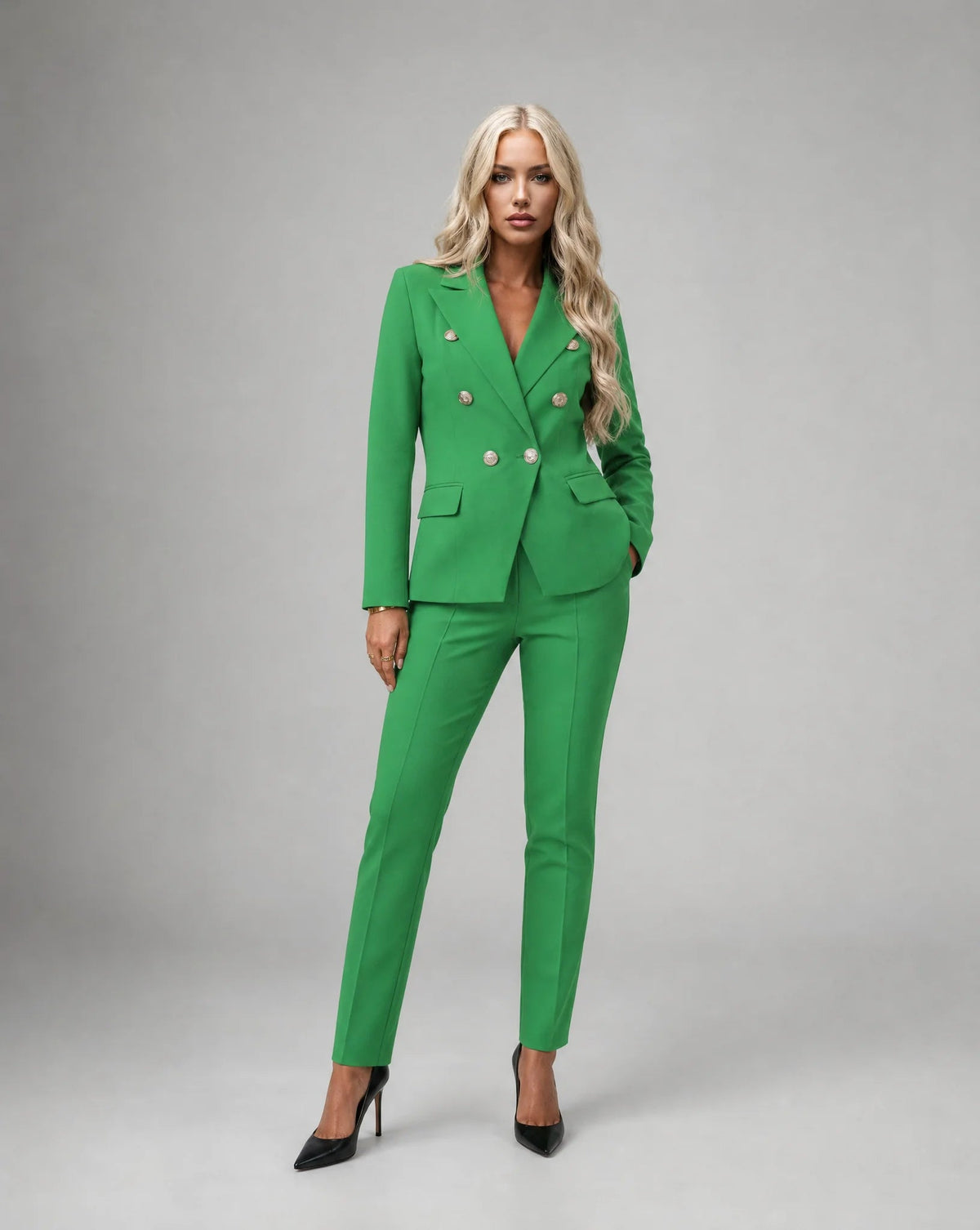 Genevieve Tailored Double-Breasted Pantsuit Set