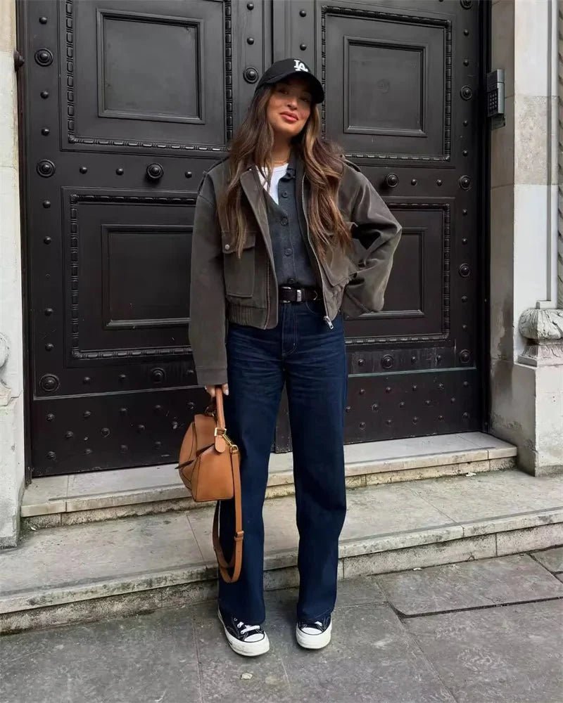 Ginny Suede Pilot Bomber Jacket 0