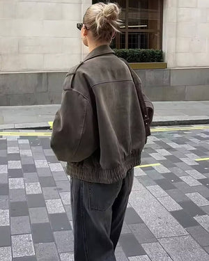 Ginny Suede Pilot Bomber Jacket 3