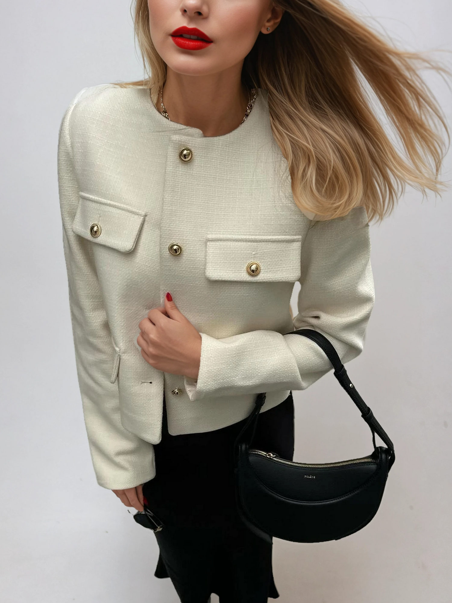 Elise Cropped Button Jacket
