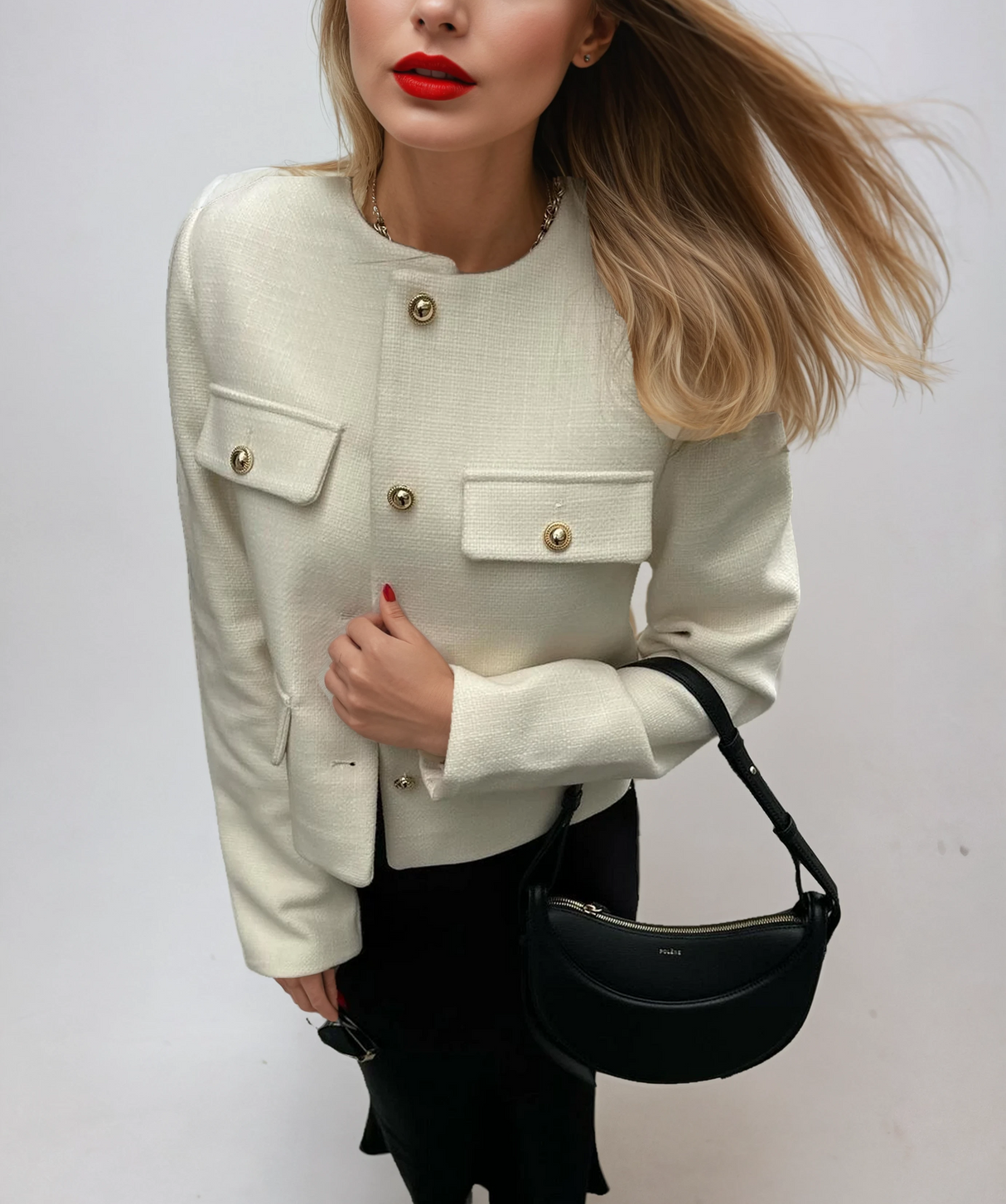 Elise Cropped Button Jacket
