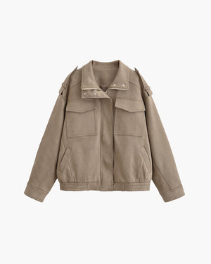 Aria Suede Moto Bomber Jacket