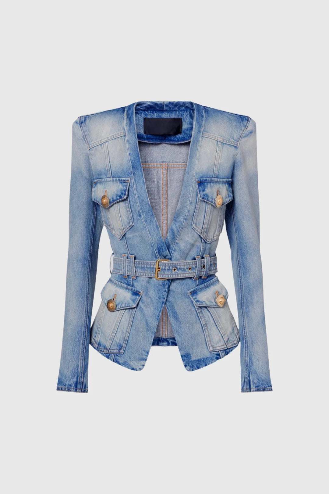 Harlow Belted Structured Denim Jacket