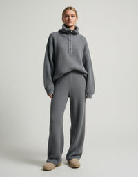 Harper Soft Ribbed Half-Zip Lounge Set