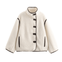 Henna Faux-Shearling High-Neck Faux-Leather Trimmed Jacket