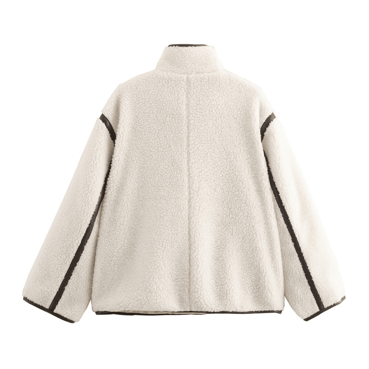 Henna Faux-Shearling High-Neck Faux-Leather Trimmed Jacket