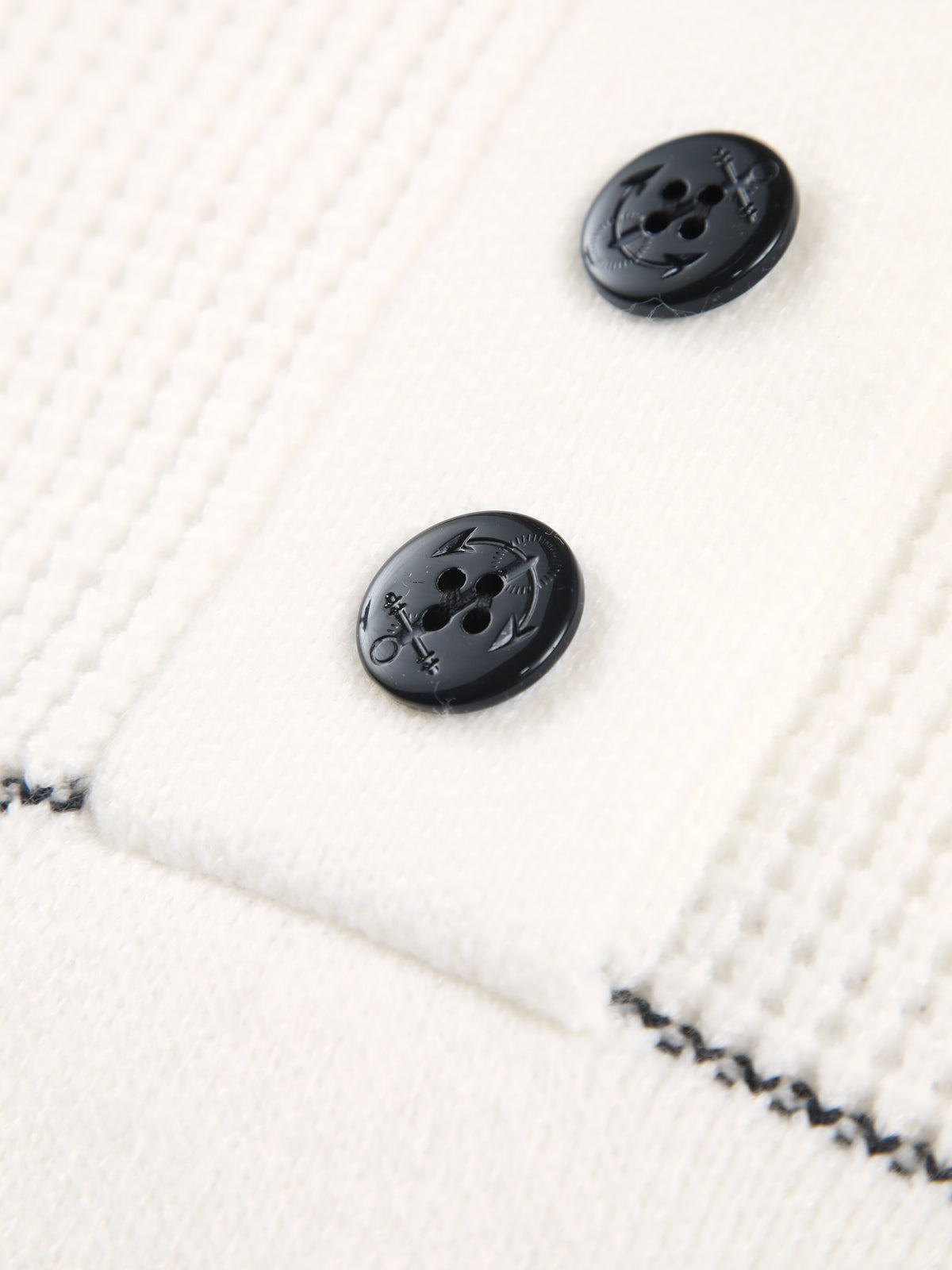 Ines Open-Collar Striped Button-Knit Sweater