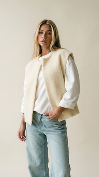 Ines Plush Faux Shearling Open-Front Vest