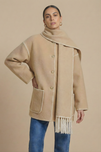Isadora Embroidered Scarf-Jacket Wool-Blend Coat