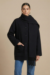 Isadora Embroidered Scarf-Jacket Wool-Blend Coat