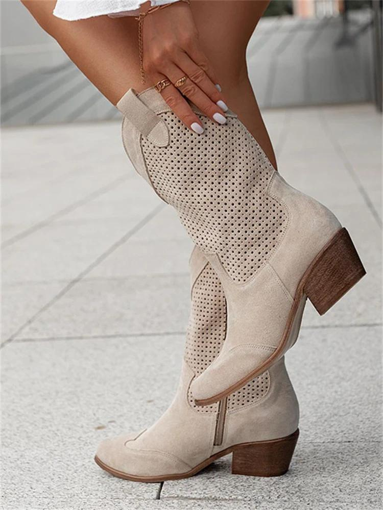 Isadora Perforated Leather Western Cowboy Boots