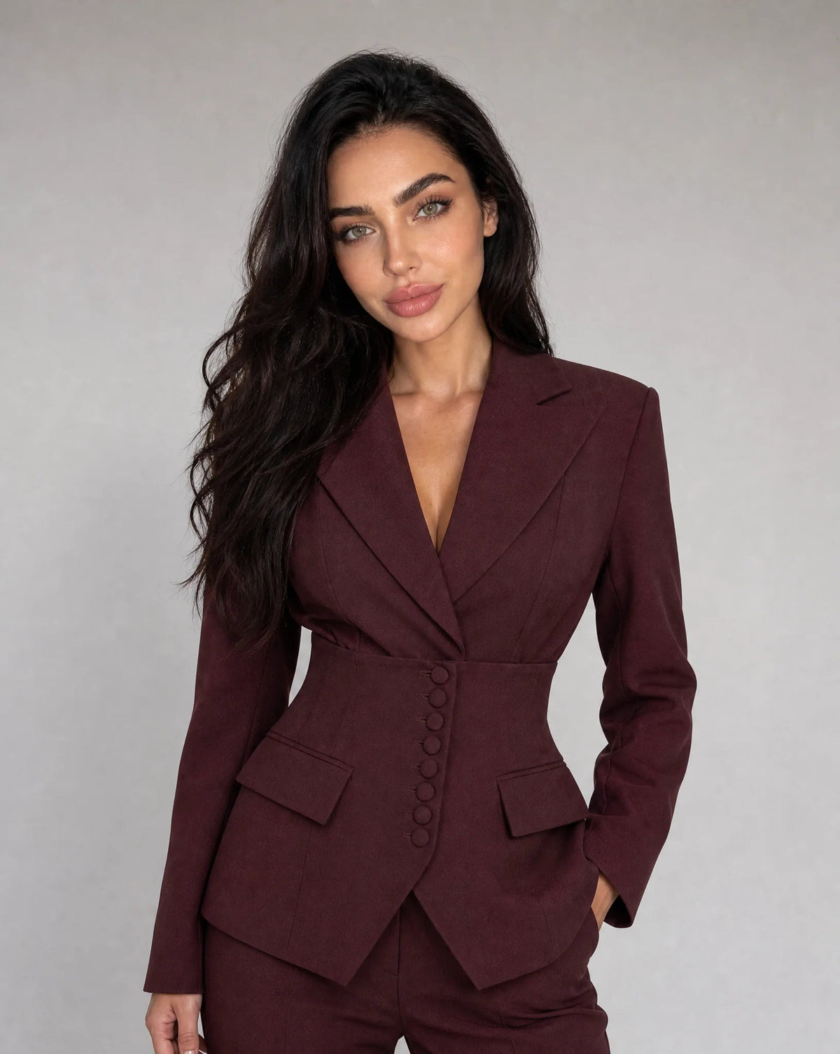 Isadora Tailored Corset-Waist Suit Set
