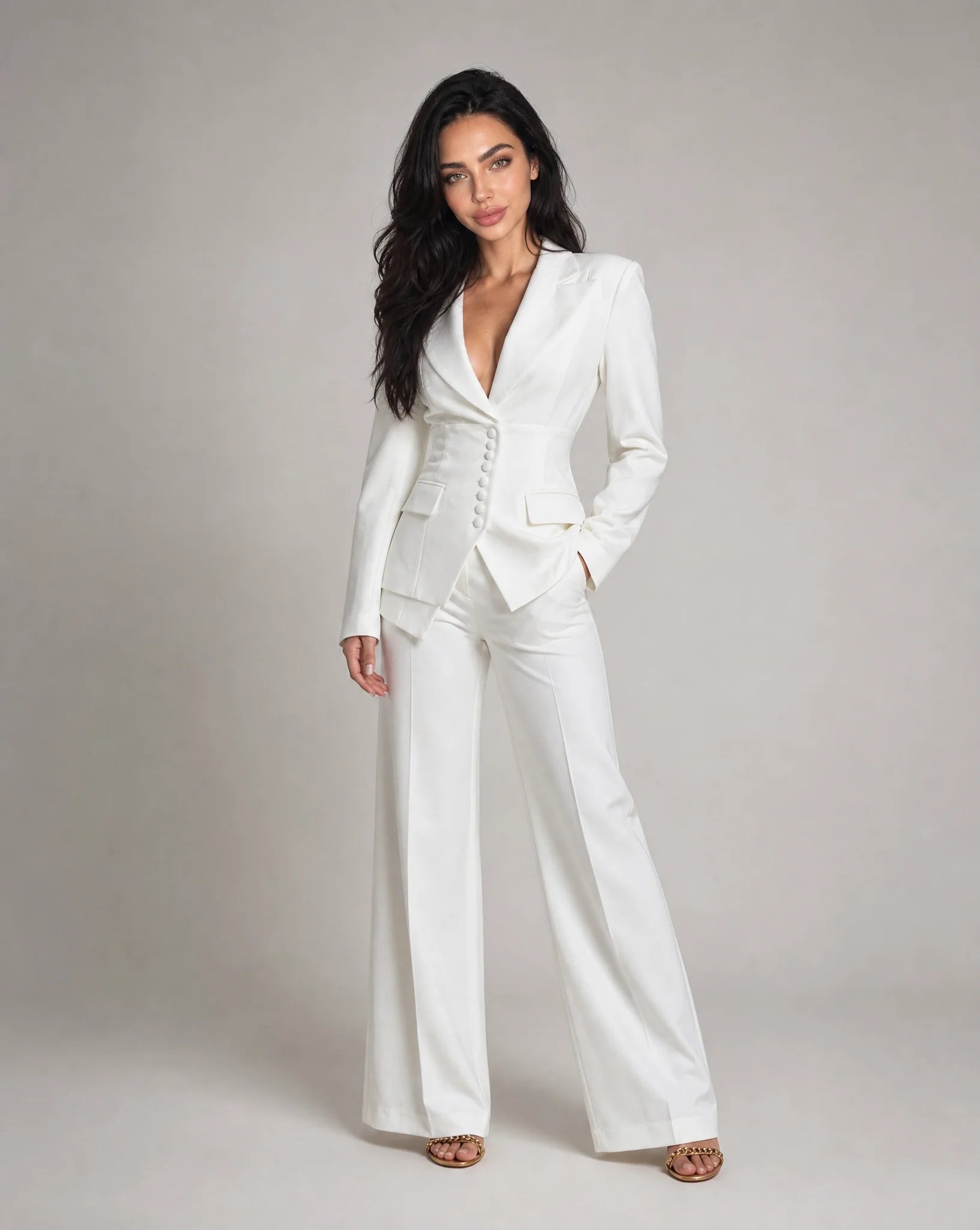 Isadora Tailored Corset-Waist Suit Set